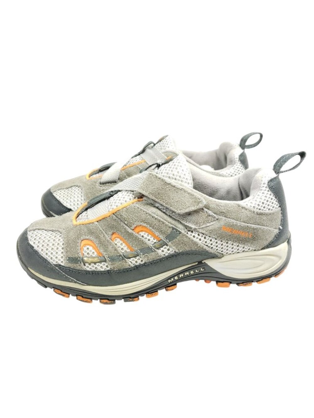 Merrell Big Kids Size 4 Trail Shoes Gray Leather Mesh